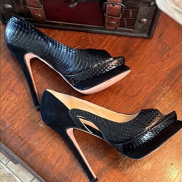 NWOT ALEXANDRE BIRMAN | Python and Suede Platform Stiletto Shoes | Size 6.5 - Picture 6 of 13